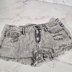 Distressed Gray Denim Shorts